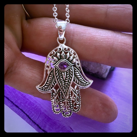 Jewelry - Sterling Amethyst Hamsa Pendant